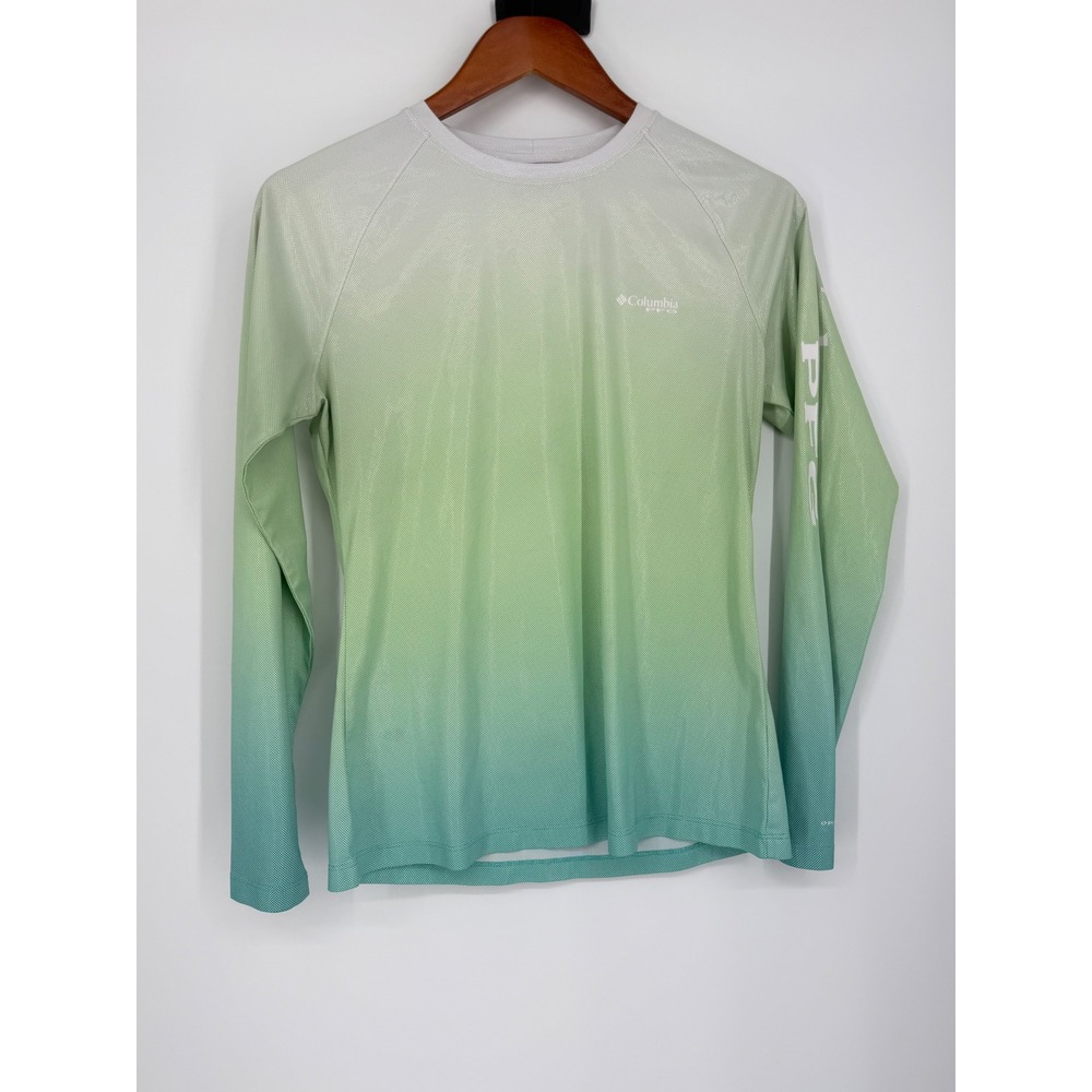 Columbia Womens PFG Long Sleeve Shirt Small Green Ombre Fishing Hiking Outdoor